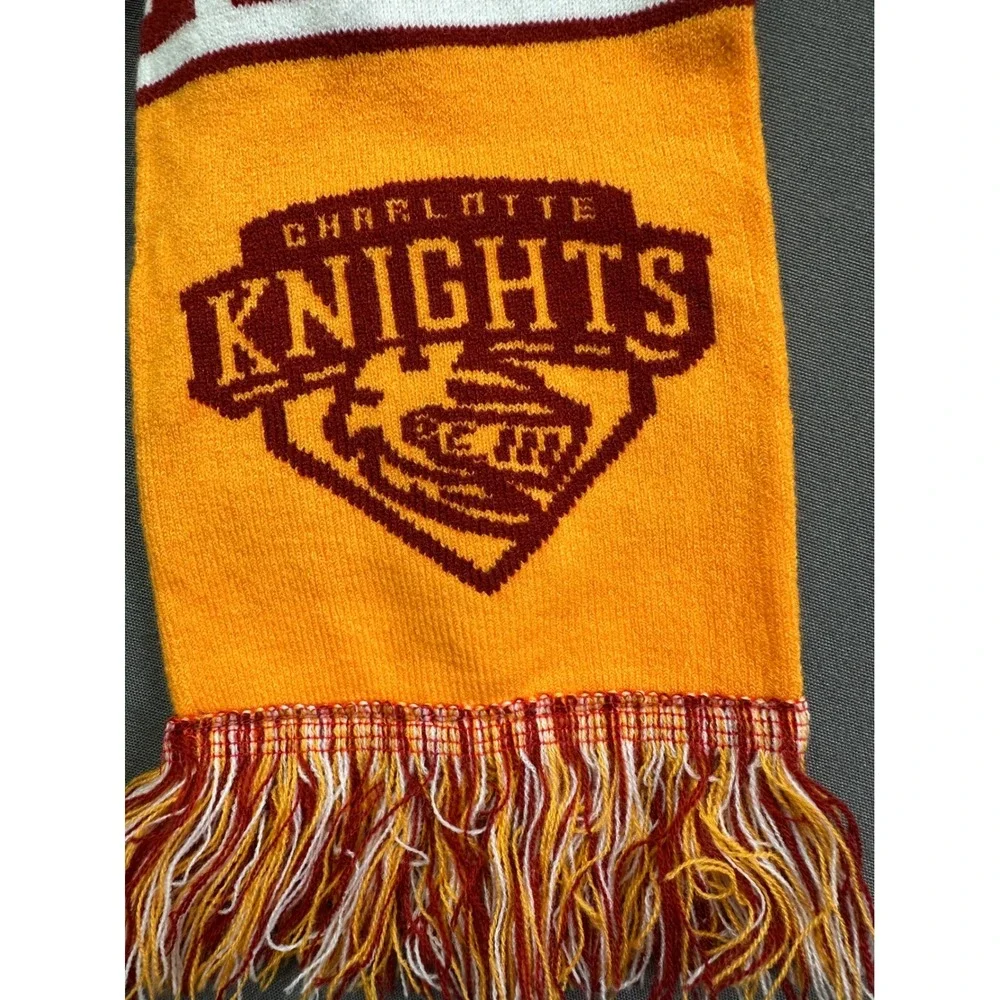 Charlotte Knights MiLB Baseball Knit Fan Scarf Red Orange White Fringe Logo